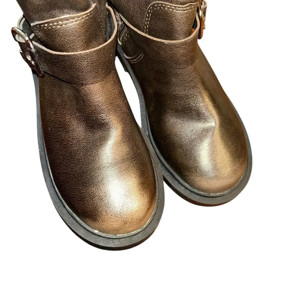 Zara kids Distressed Moto Brown Boots(Size 13.5)